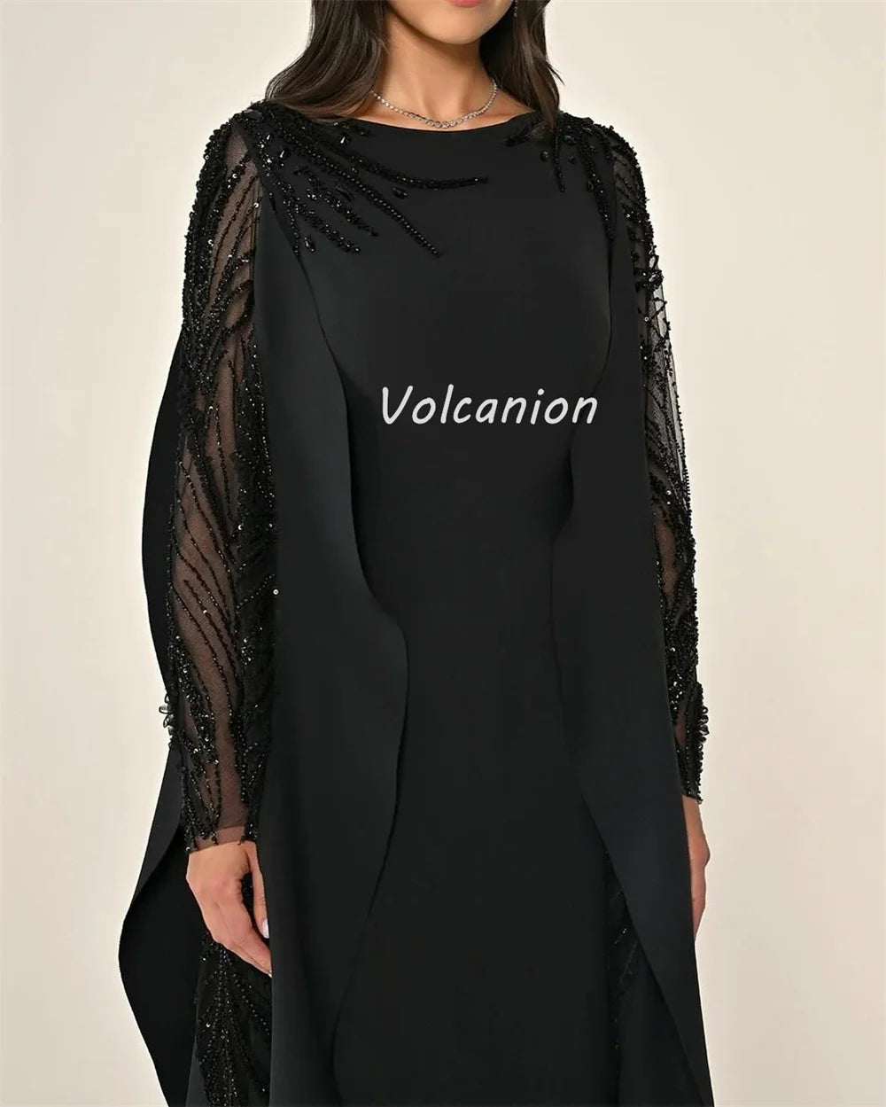 Customized Classic High Quality Jersey Rhinestone Beading Sequined Draped Straight O-Neck Long Dresses Bespoke Occasion Dresses - Matrix Studios