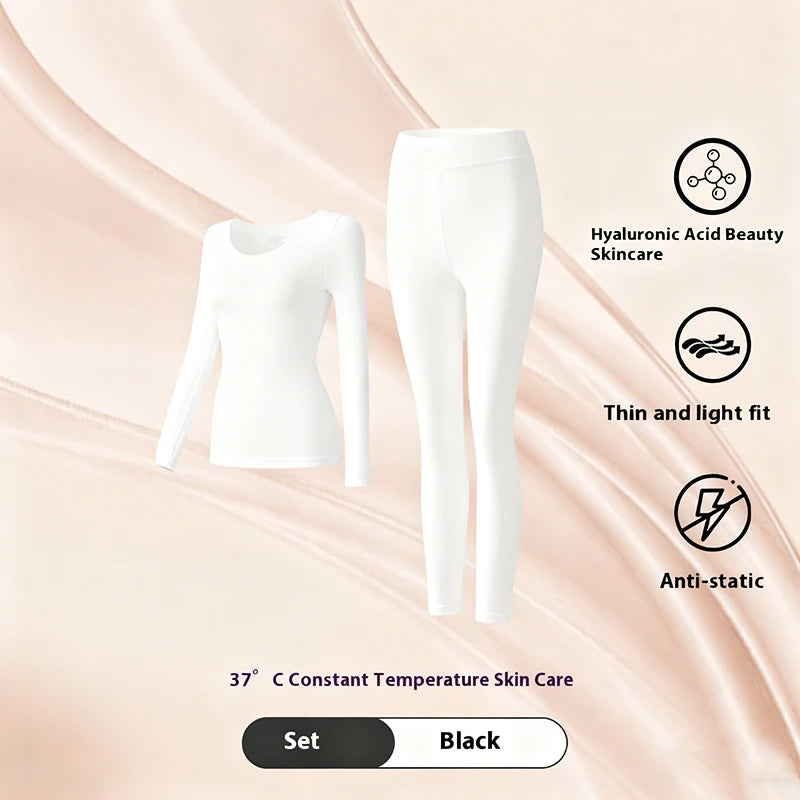 Winter Seamless Fleece Warm Leggings Female casual warm top Ladies Thermal Underwear 2pcs Set Slim Thin  Sports Fitness Leggings - Matrix-studios.com