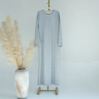2024 New Modest Dress Solid Color Inner Dresses Muslim Women Dubai Abaya Eid Ramadan Islam Clothing Turkey Arabic Robe - Matrix-studios.com
