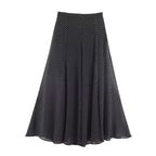 Polka Dot Printed Midi Skirts Two Piece Sets for Women 2025 Summer Chic Bow Tied Blouse Top Suits Woman 2 Piece Outfits - Matrix-studios.com
