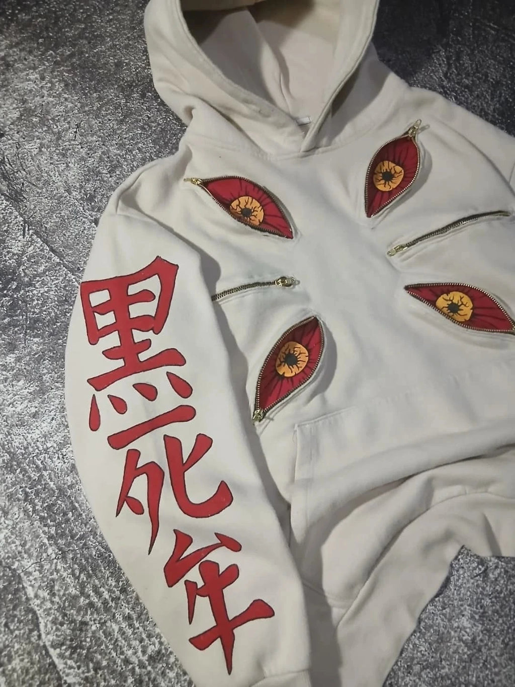 Punk Six Eyes Kokushibo Multi Zipper Hoodies Cool Design Sweatshirt Y2k Streetwear Oversized Casual Fashion Couples Anime Hoodie - Matrix Studios