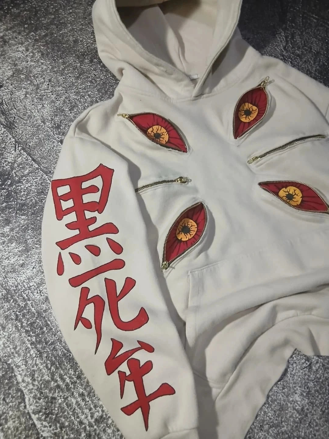 Punk Six Eyes Kokushibo Multi Zipper Hoodies Cool Design Sweatshirt Y2k Streetwear Oversized Casual Fashion Couples Anime Hoodie - Matrix Studios