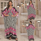 Kaftan Dresses for Women Wave Neck Swimsuit Cover Up Caftan Dress Plus Size Oversized Long Beach Dress - Matrix Studios