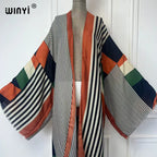 WINYI Africa Summer Fashion Kimono Maxi Dress Beach Cover Up Women Cardigan Boho Sexy Coat Geometric Print Kaftan Beach Outfits - Matrix Studios