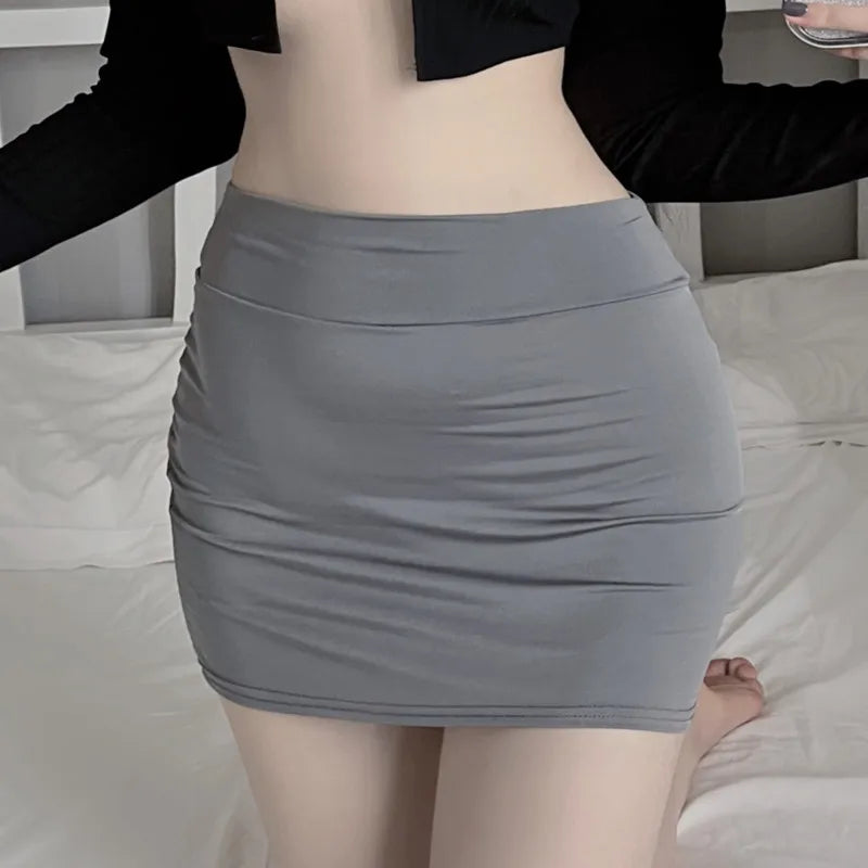 2026 NEW High Waist Sexy Casual Black White Bodycon Pencil Mini Skirts Wrap Hip Silk Short Skirt for Women Night Club Wear Summe - Matrix-studios.com