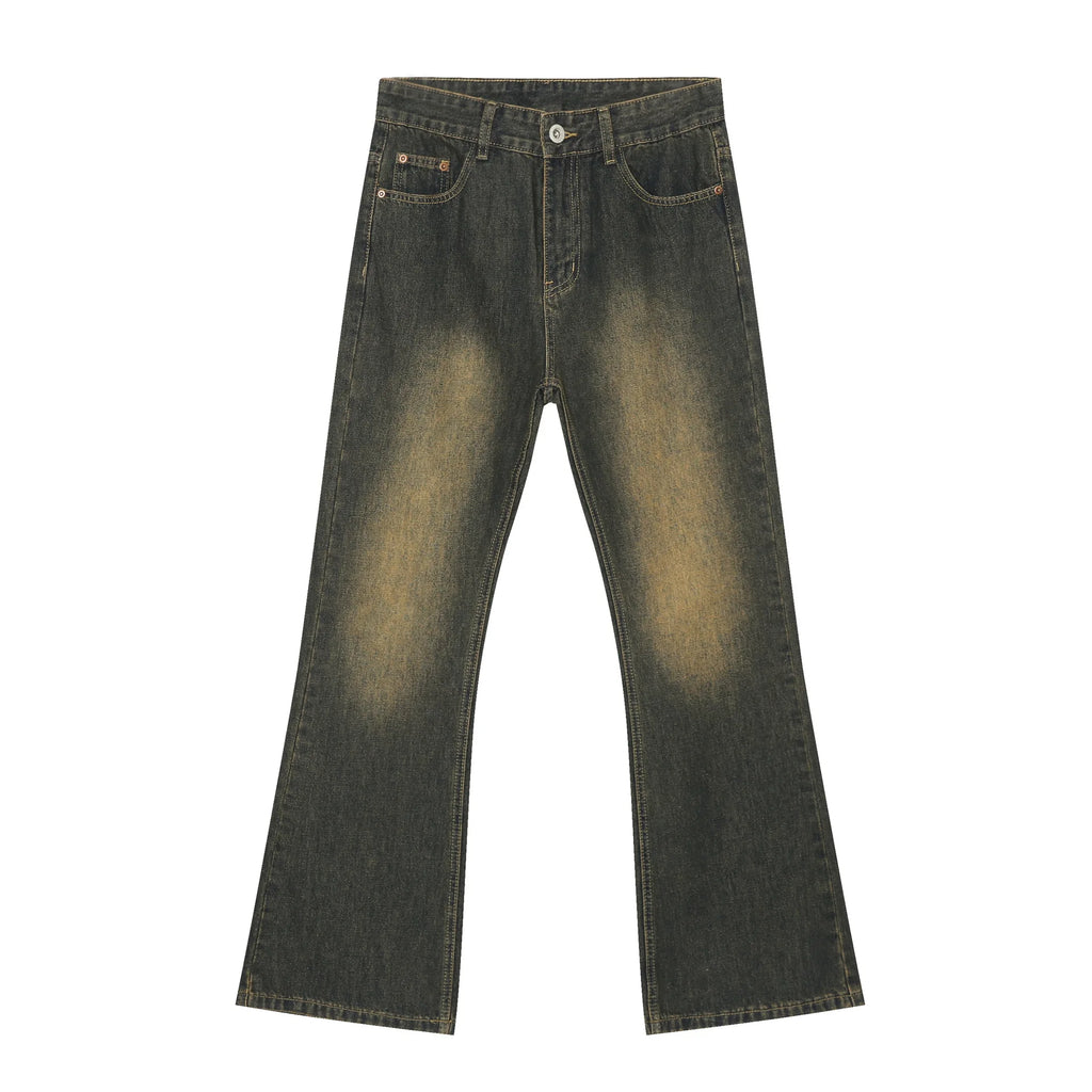 Male Japan Korea Style Vintage Denim Trousers Pant Men High Street Hip Hop Casual Hole Small Flare Jeans Pant - Matrix Studios