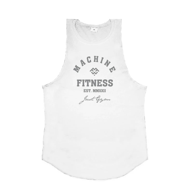 MACHINE FITNESS JUST GYM Bodybuilding Tank Top Mens Workout Vest Cotton Sleeveless shirt Jogger clothing Muscle Stringer Singlet - Matrix Studios