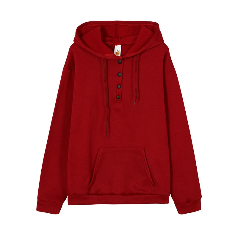 European and N Women's Long-sleeved Loose Casual Hooded Drawstring Pocket Hoodie - Matrix Studios