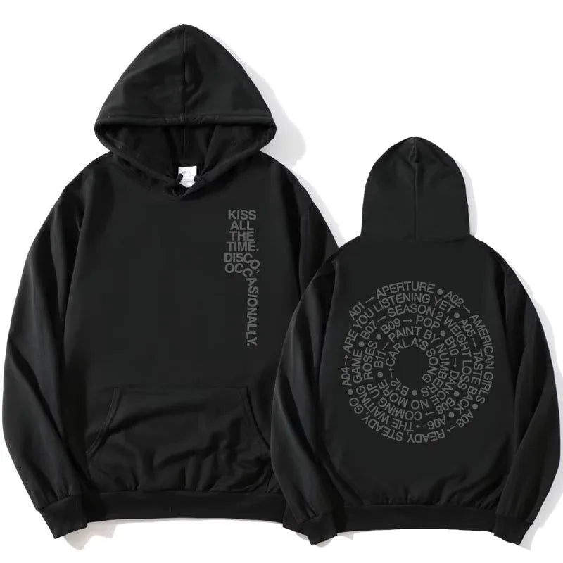 HarryStyles KISS ALL THE TIME. DISCO, OCCASIONALLY.  Hoodies Album Design Graphic Print Sweatshirts Women Clothing Fleece Hoodie - Matrix Studios