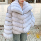 QUEENTINA Winter New Women's Real Fox Fur Coat With Collar Overcoat Leather Female Natural Plus Size - Matrix Studios