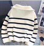 Sweater pullover women Spring and Autumn underwear New zipper stripe underlay short style popular premium sweater female - Matrix Studios