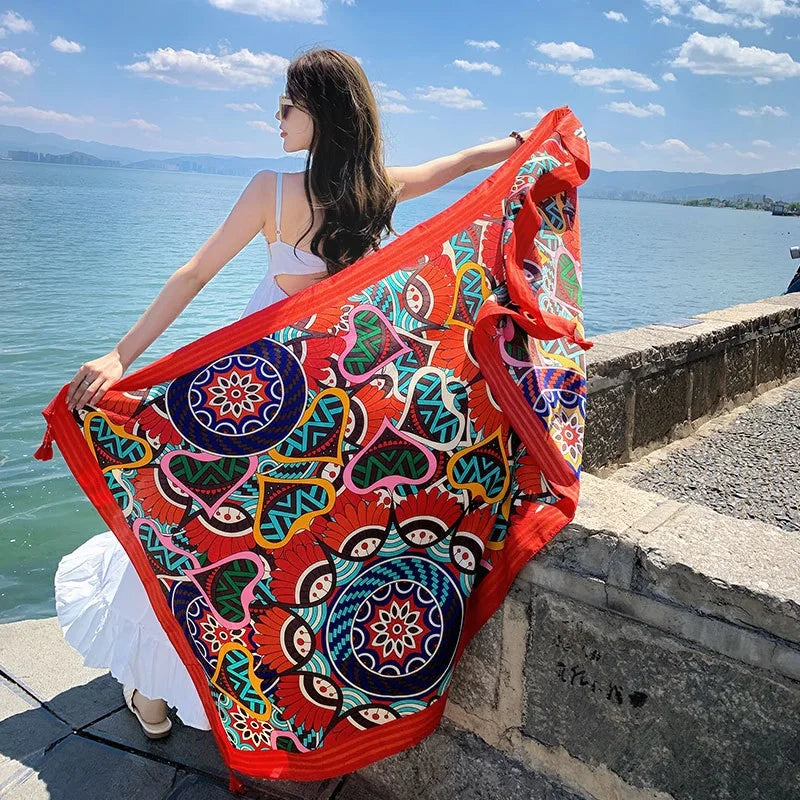 28 Styles 90x180cm Travel Beach Sunscreen Scarve Bikini Large Shawl Sarong Wrap Scarf Women Brazilian Swimsuit Bathing Cover-ups - Matrix Studios