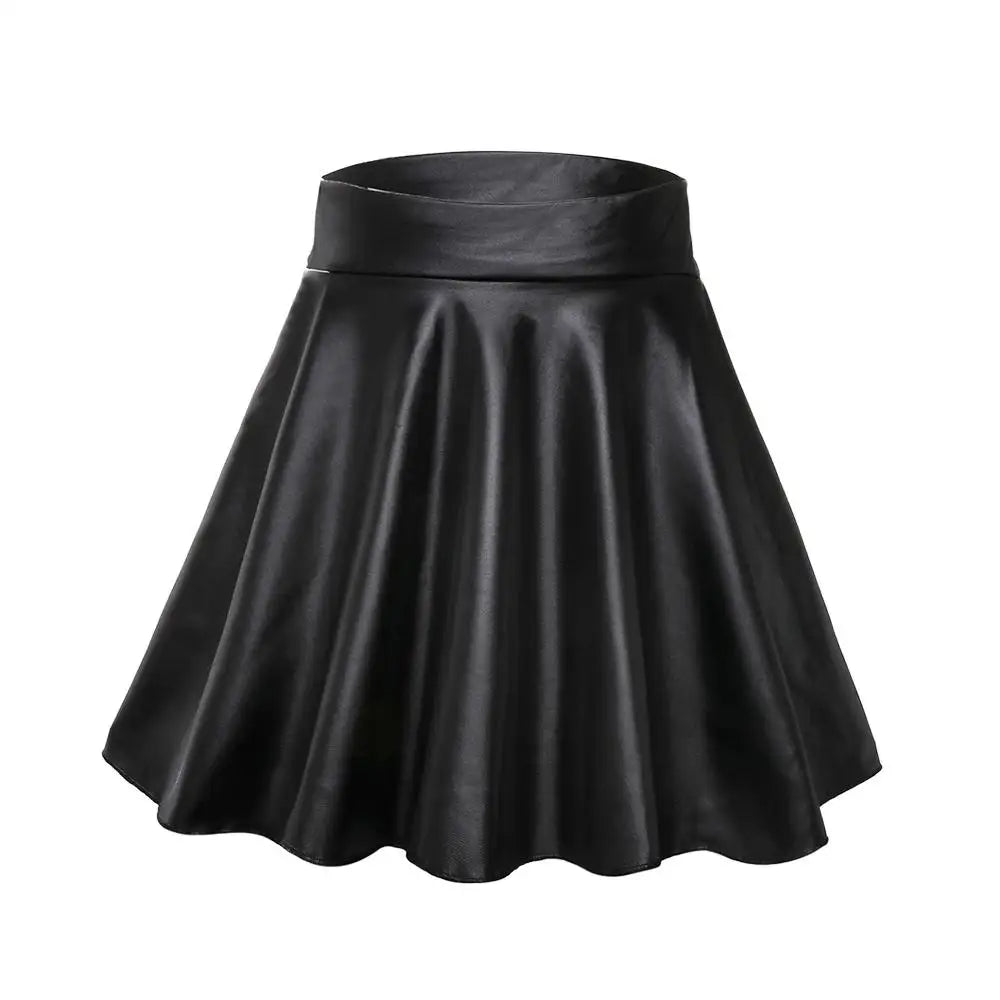 High Waist Elastic Mini Short Skirt Women Faux Leather Skirts - Matrix-studios.com