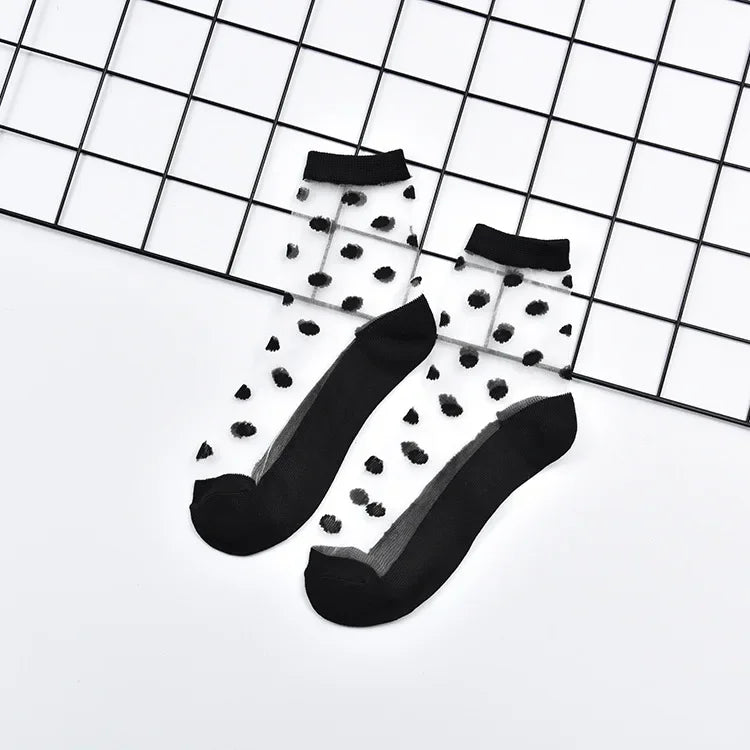 Summer Lace Mesh Transparent Women Socks Ultra-thin Breathable Women Girls Short Socks Harajuku Vintage Streetwear Crew Socks - Matrix Studios