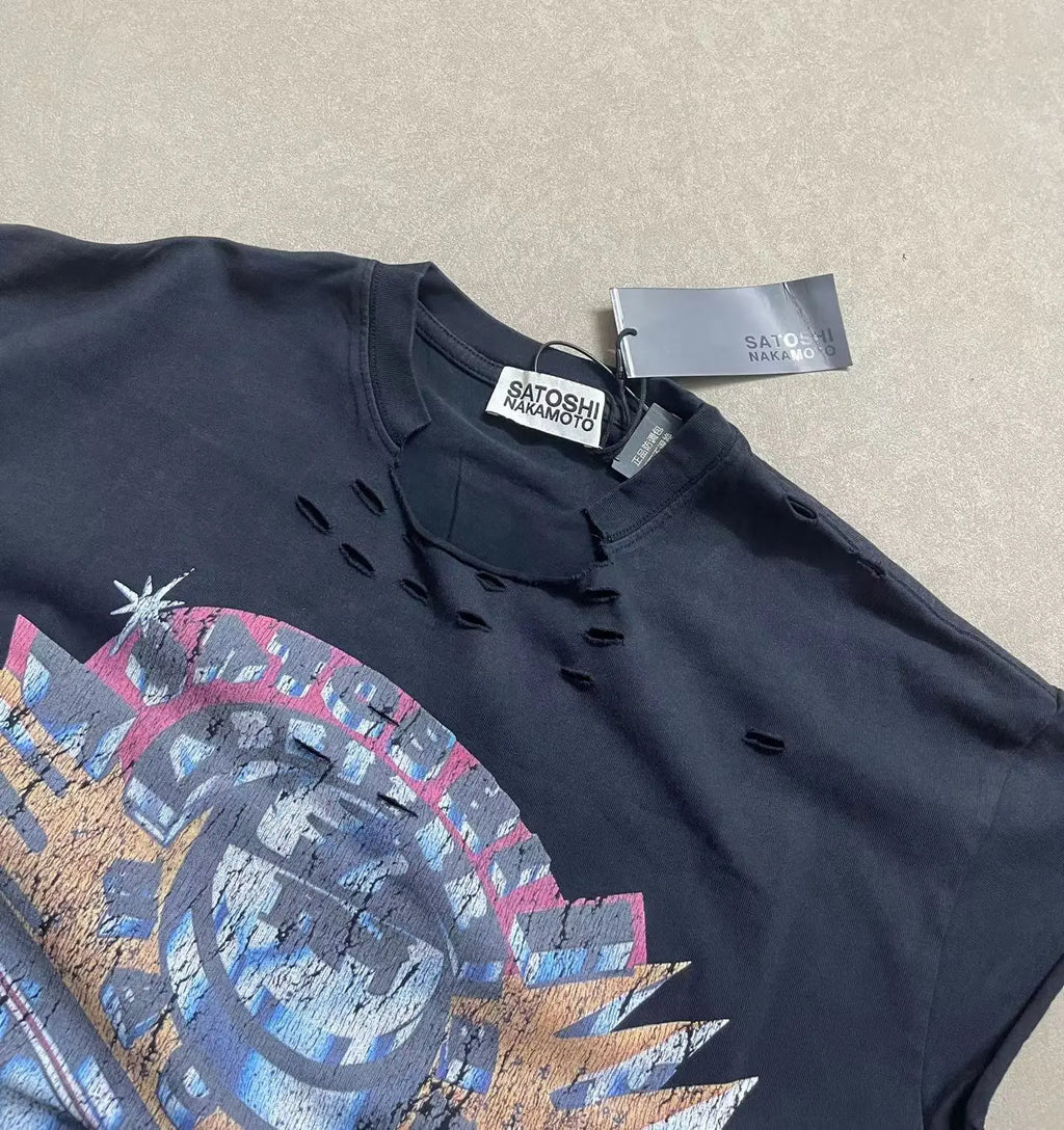 Satoshi Nakamoto Where There’s Smoke There’s Fire Washed Distressed Ripped Sleeve Tank Top Sleeveless T Shirt Men Women T-Shirt - Matrix-studios.com