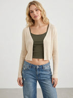 Women Cardigans Long Sleeve Knitted Outerwear Solid Thin Spring Short Sweaters V-neck Knitwears Korean Fashion Cardigans 2026 - Matrix Studios