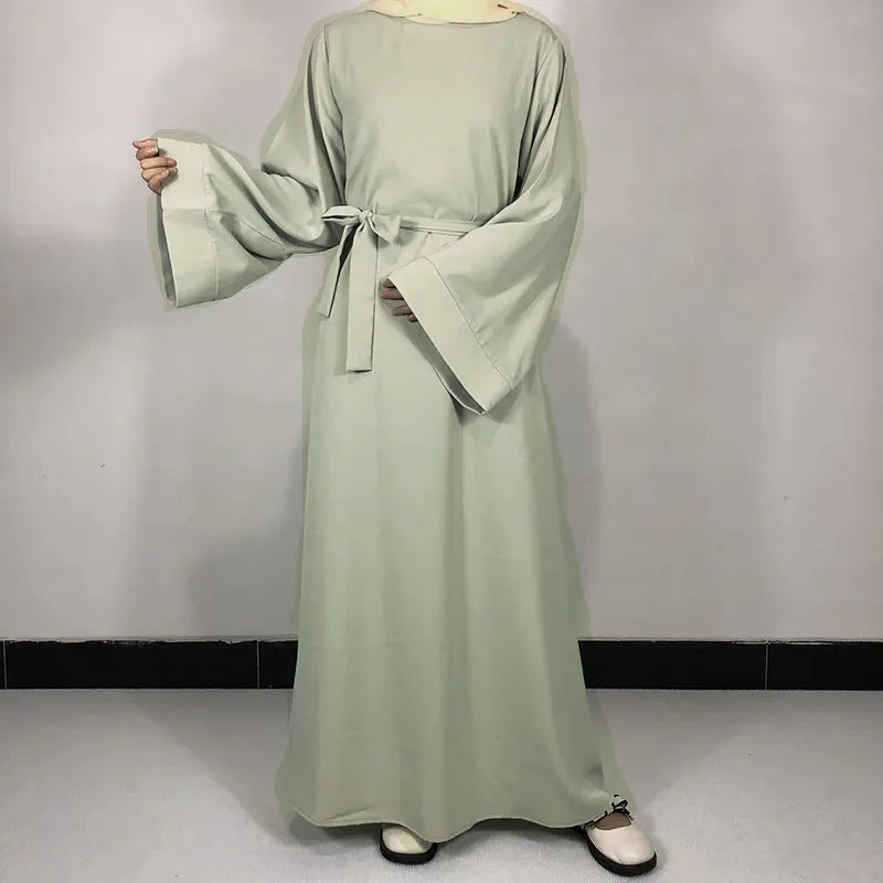 15 Colors Basic Plain Nida Abaya With Free Belt High Quality Muslim Women Modest Simple Dress EID Ramadan Islamic Clothing - Matrix-studios.com
