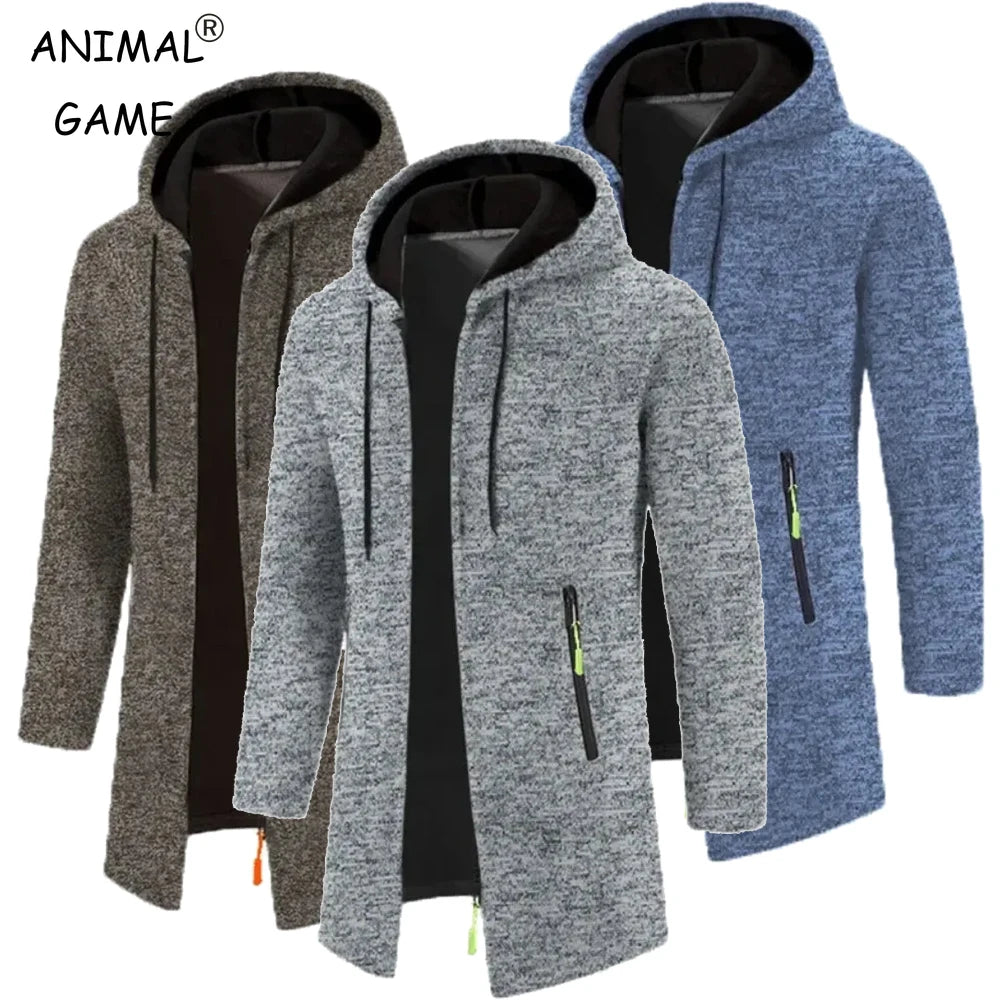 New Mens Long Sleeve Hooded Sweater for Men Zipper Sweatshirts Oversize Streetwear Warm Solid Color Autumn Jacket Hoodie Men - Matrix Studios