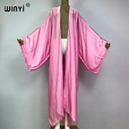 WINYI Kimono Boho Monocolour Kaftans Beach Wear Elegant Купальник Holiday Beach Outfits for Women Cover Ups Comfortable Dress - Matrix Studios