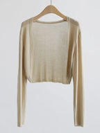 AOSSVIAO 2026 Women Elegant Solid Cardigan Coat Jackets Short Sleeve Korean Thin Knitted Shirt Female Y2K Cropped Top Outwea - Matrix Studios