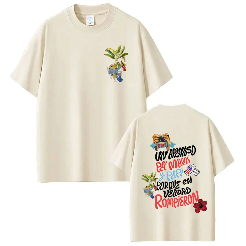 Rapper Bad Bunny T-shirt Debi Tirar Mas Fotos DTMF World Tour T Shirts Men's Women Fashion Vintage Hip Hop T-shirts Streetwear - Matrix Studios