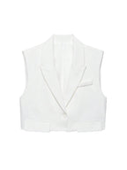 Women's Chic Vest Tops Fashion Cropped Waistcoat Sleeveless Lapel Collar Female Outerwear - Matrix Studios