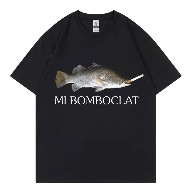 Funny Bomboclat Fish Meme T-shirt High Street Fashion Trend Y2k Short Sleeve T-shirts Women Harajuku Vintage Style T Shirts - Matrix-studios.com