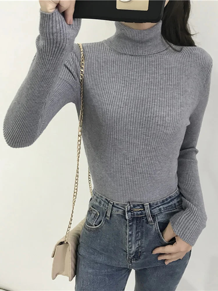 Turtleneck Sweater Womens 2026 Autumn Winter Tops Korean Slim Women Pullover Jumper Knitted Sweater Pull Femme Hiver Truien - Matrix-studios.com