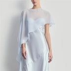 Womens Sheer Chiffon Irregular Cape Shawl Elegant Asymmetrical Mesh Bolero Shrug for Wedding Evening Party Formal Dress Cover Up - Matrix Studios
