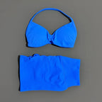 HISTELLO Gym Set 2 Piece Women Strappy Yoga Bra Top Workout Scrunch Shorts Sports Suit Fitness Clothes Seamless Yoga Set - Matrix-studios.com