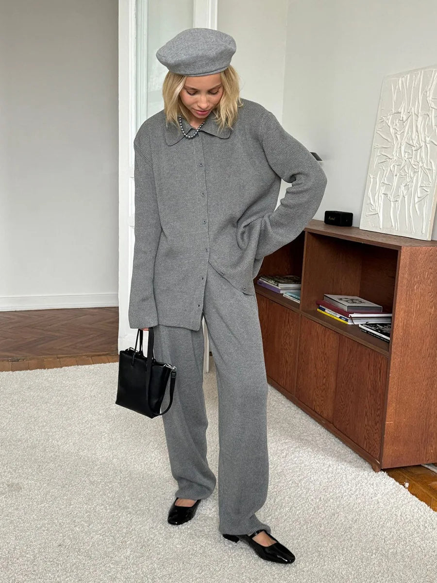 Bornladies Autumn Winter New Knit Cardigan Pants Set Loose Two Piece Casual Sweater Suit Women Thick Warm Soft Knitted Outfit - Matrix-studios.com