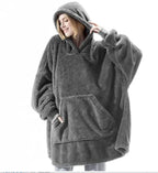 New Winter Women Double-faced Fleece Hoodie Blanket Oversize Large Pocket Warm Couple Loose Sweatshirts Women And Men Robe - Matrix Studios