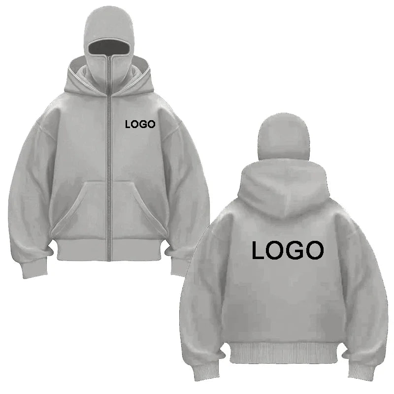 Customized Double-hooded Zipper Hoodies Men Personality Printed Long Sleeve Zip Up Sweatshirts Women Ninja Mask Pullovers Jacket - Matrix Studios