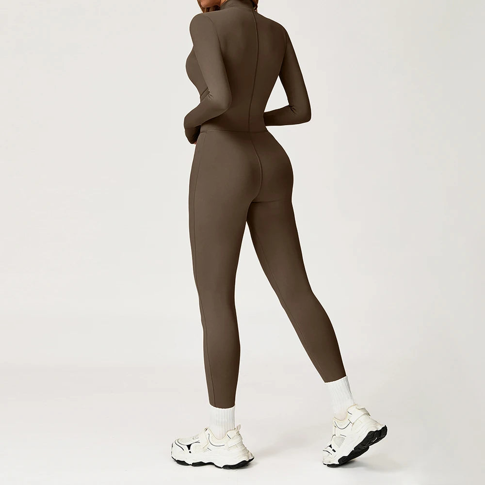 Winter Sport Jumpsuits Women Warm Gym Overalls Fleece Fitness Bodysuits Workout One Piece Clothing LongSleeve Yoga Jumpsuits - Matrix Studios