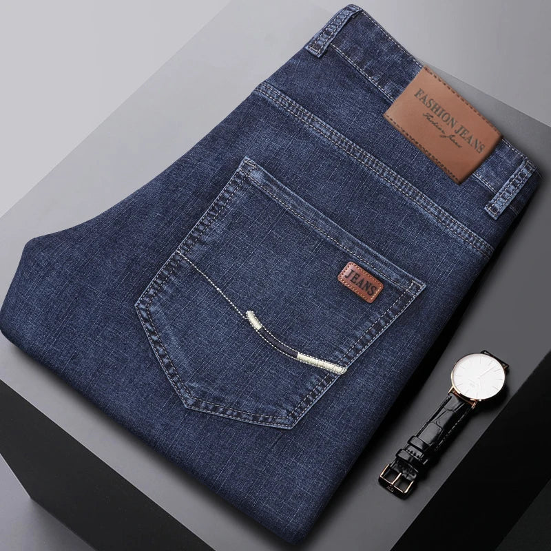 Wthinlee 8 Models Spring Autumn Business Jeans Men Casual Straight Stretch Fashion Classic Work Denim Trousers Brand Clothing - Matrix Studios