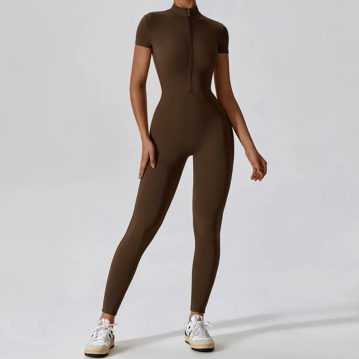 Yoga Boilersuit Long Sleeved Women's Sportswear Gym Zipper Jumpsuits Workout High-intensity Fitness One-piece Skin-tight Garment - Matrix-studios.com