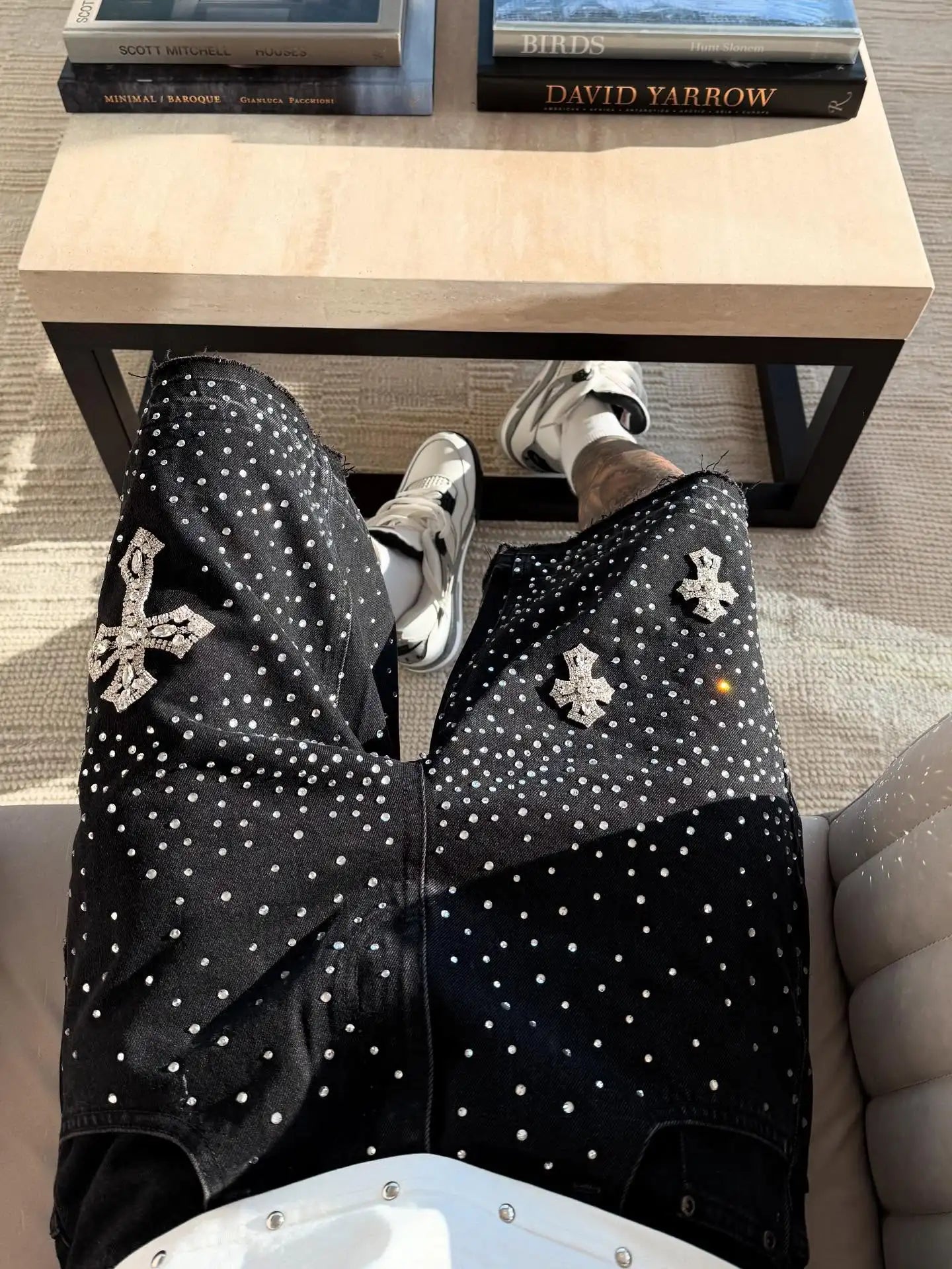 Gothic Rhinestone Cross Embroidery Viral Denim Jorts Y2K Vintage American Trend Gym Shorts Men Women Street Hip Hop Jean Short