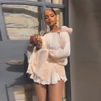 Satin Off Shoulder Pleated Mini Dress for Women Fashion Puff Sleeve  Cinched Waist Prom Party Skirt 2026 NEW Summer Lady Dresses - Matrix-studios.com