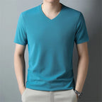 2026 Men's New Waffle V Neck Short Sleeved T-shirt Summer Comfortable Top - Matrix Studios