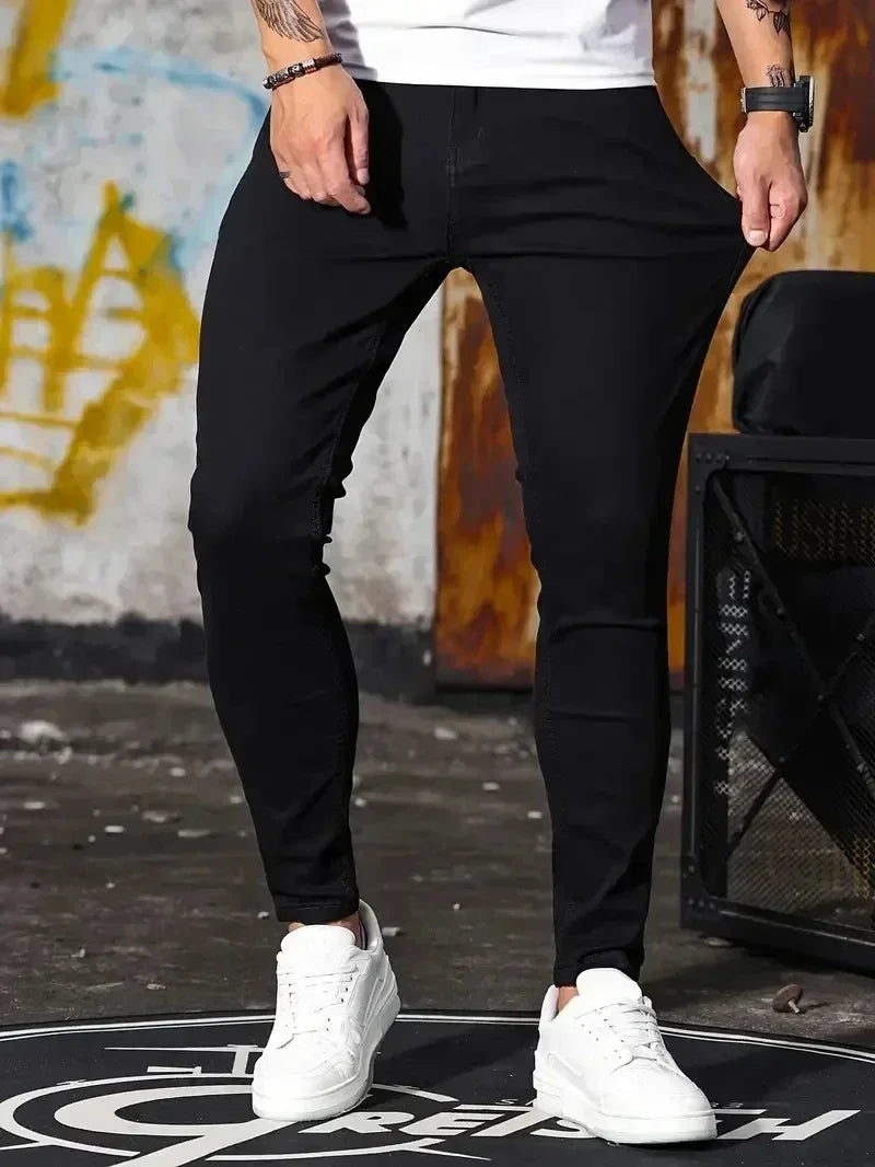 2025 Spring New Mens Slim Fit Classic Skinny Jeans Casual Street Style Casual Mens Skinny Jeans Male Slim Fit Pencil Denim Blue - Matrix Studios