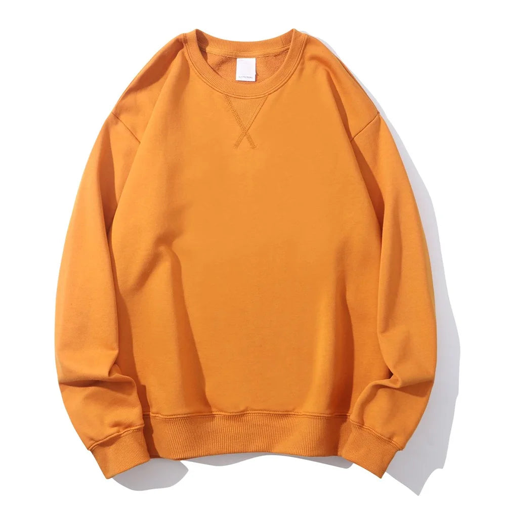 380g Tight Match Heavy Inverted Triangle Loose Versatile Solid Cotton Vintage Autum Winter Long Sleeve Round Neck Sweater - Matrix Studios