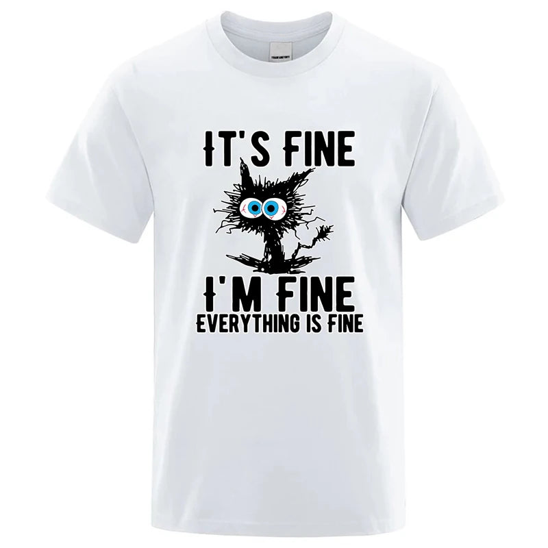 Men's High Quality T-shirt Cotton Blend Funny Cool Cat Printed T-shirt Casual Men Short Sleeve T-shirt for Men T-Shirt Male Top - Matrix Studios