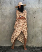 Women Plus Size Long Cover up Bikini Coverups Kimono Tie Front Bathing Suit Swimsuit Beachwear - Matrix Studios