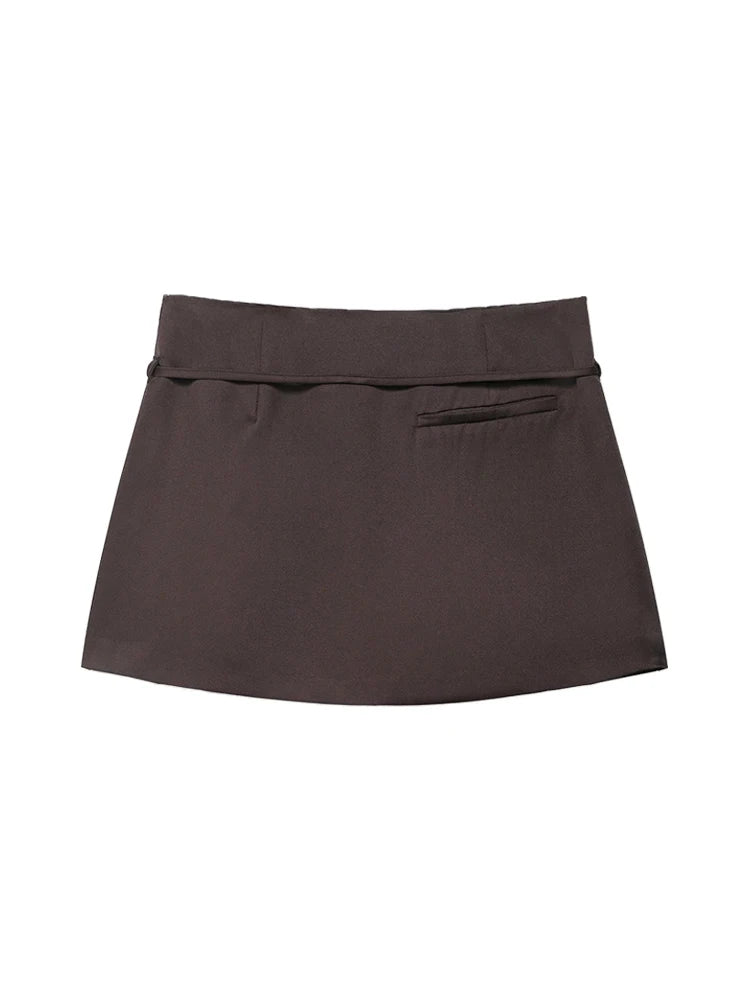 Women's Solid Color Skort with Belt Side Zipper Casual Shorts Skirts Fashionable And Stylish Women's Clothing - Matrix Studios