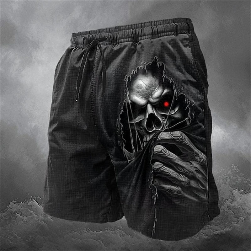 Fashion Horror Skull Pattern Beach Shorts For Men Fashion Summer 3D Printed Swim Trunks Loose Streetwear Hip Hop Short Pants