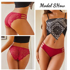 3PC/Set Women's Sexy Floral Lace Panties Low Rise Hollow Out Briefs Transparent Underwear Female Elastic Straps Soft Lingerie - Matrix Studios