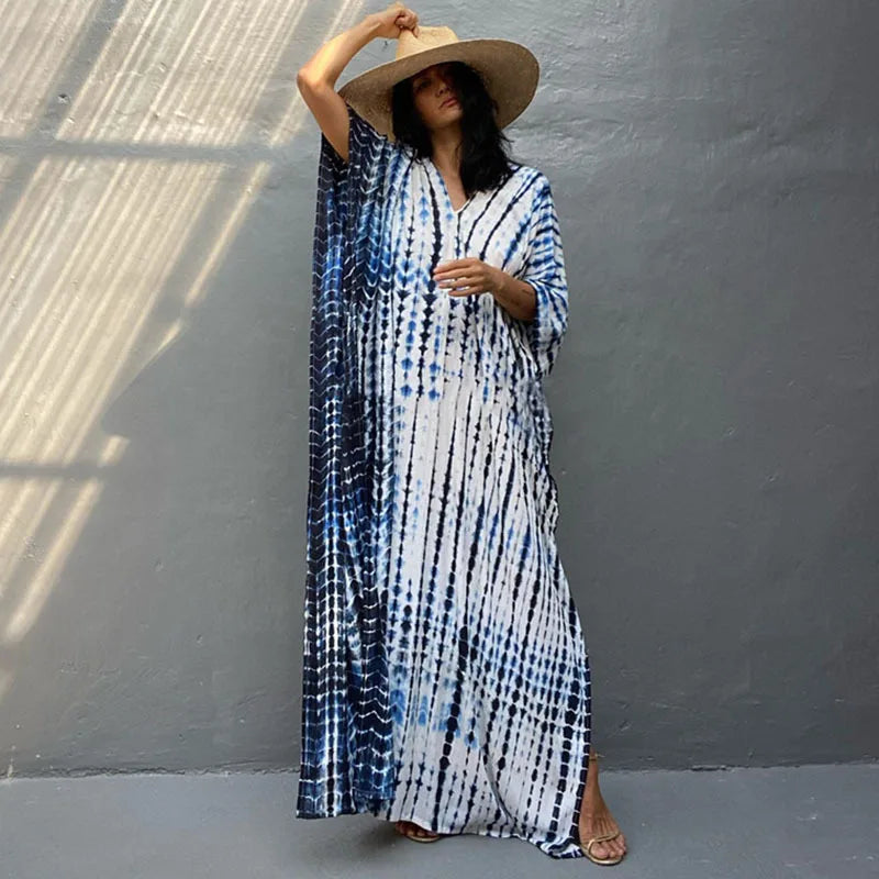 Plus Size Women Beachwear Long Beach Coverups Kaftan Casual Caftan Dress Swimwear cover ups - Matrix Studios
