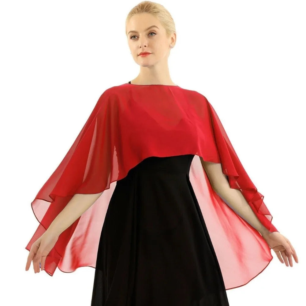 Solid Color Loose Fit Chiffon Cover Up Transparent Cloak Sheer Shawl Top Bohemian Elegant Chiffon Sunscreen Outerwear Party - Matrix Studios