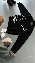 New Hip Hop Streetwear Knitted Sweater men Gothic portrait Print Pullover autumn Harajuku Cotton sweater women Oversized Sweater - Matrix Studios