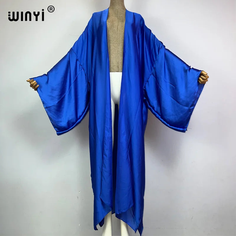 WINYI Kimono Boho Monocolour Kaftans Beach Wear Elegant Купальник Holiday Beach Outfits for Women Cover Ups Comfortable Dress - Matrix Studios